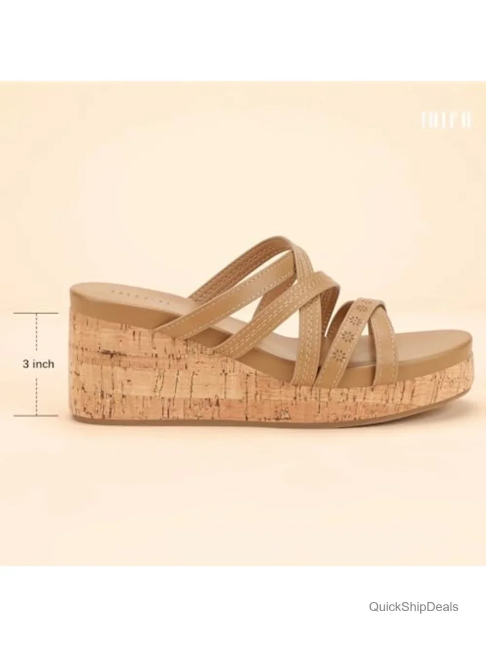 Wedge Sandals Platform Slip On Strappy Cork Wedge Heels Summer Beach Cute Casual